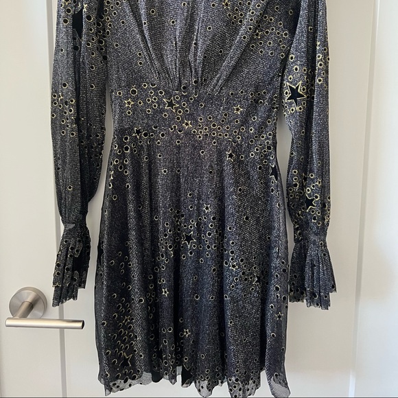 Zara- puff shoulder cocktail dress in dark grey/black mesh SIZE S - Picture 5 of 5